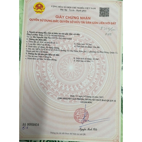 Bán Đất Gần Đường Võ Thị Thừa, Phường An Phú Đông, Quận 12